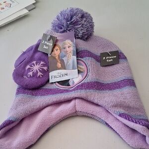 Disney Frozen Lavender Hat and Mittens Set